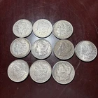 Lot of 10 Morgan Silver Dollars 90% Silver Various Dates average circulation A