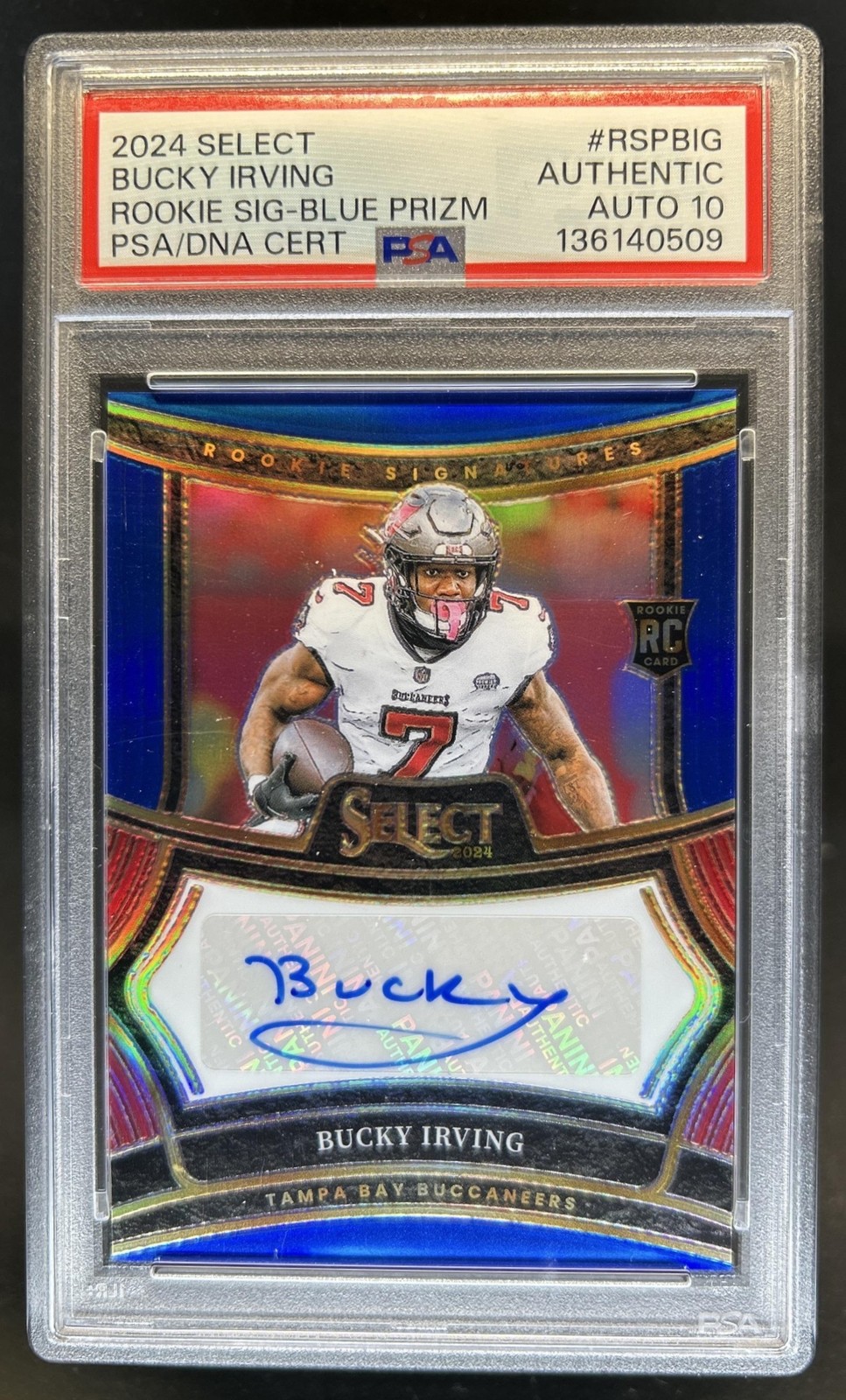 Bucky Irving Panini Select Rookie Signatures #RSPBIG Blue