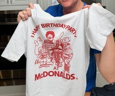 McDonalds Happy Birthday Party Vintage Ronald Graphic White T-Shirt