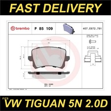 Brembo Brake Pads Set fits VW TIGUAN 5N 2.0D Rear 07 to 18 1K0698451L 1KD698451