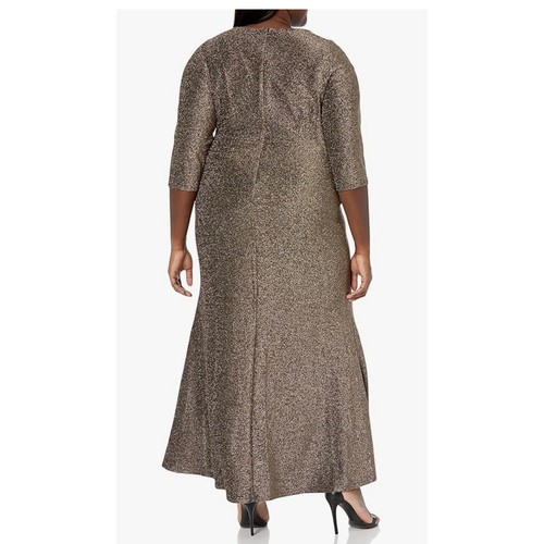 Ignite Evenings Damen Metallic Abend Maxikleid Übergröße 22 W Gold Schwarz Neu - Bild 2 von 10