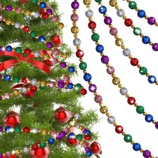 17 ft Christmas Tree Beads Garland - Glitter Ball Colorful Red Green Gold Bea...
