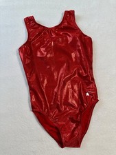 DESTIRA Leotard GYMNASTICS Leo SOLID RED Bodysuit USA Tank SHIMMER Holiday GK CL