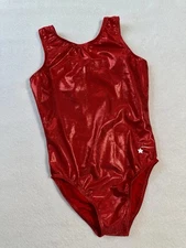 DESTIRA Leotard GYMNASTICS Leo SOLID RED Bodysuit USA Tank SHIMMER Holiday GK CL