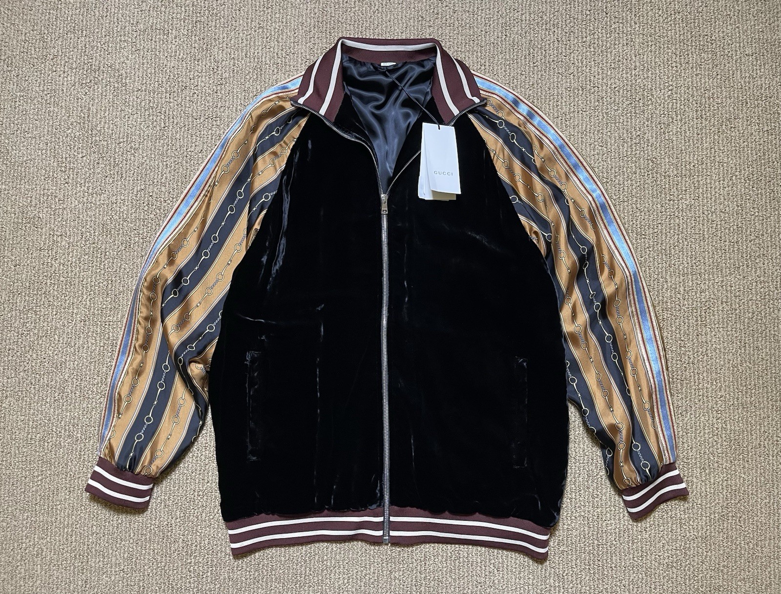 NWTs Gucci Velvet Silk Track Jacket Horsebit - Men’s Oversized Small IT 46