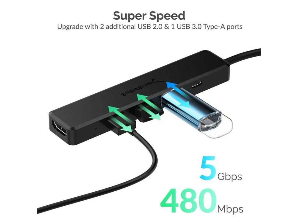 SABRENT Multi-Port USB Type-C Hub with 4k HDMI | Power Delivery (60 Watts) | 1 - Image 4 of 4
