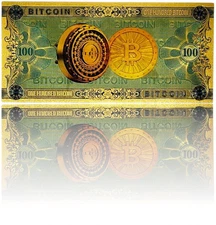 100 BITCOIN Gold Foil Fantasy Banknote – Fun Gift – FREE SHIPPING