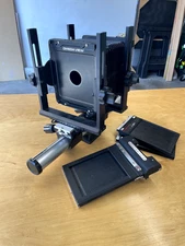 Omega View 45D 4x5 - Lens Board, Ground Glass, NO lens, + Polaroid back, 2 film