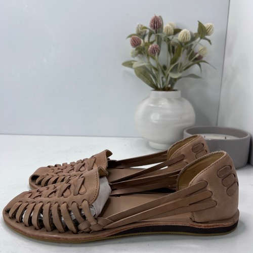 Sandalia de cuero Nisolo Huarache sin cordones de cuero almendra para mujer 9 nueva sin caja Anthropologie - Imagen 3 de 10