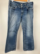 Silver Jeans Mens 34 Bootcut Blue Cotton Blend Denim Button Front Five Pockets