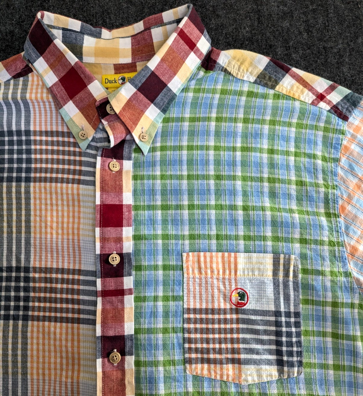 VTG DuckHead Patchwork Plaid Multicolor Button Sh… - image 2