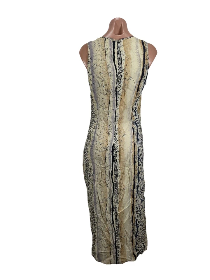 Vestido Express Vintage Años 90 Sin Mangas Abotonado-Talla 7/8-Envoltura Geométrica Rayón Foto 2 de 4