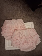 2 PAIRS  Petit Ami Ruffle Bloomers, Sz T4, Diaper, Girlie, Light Pink 4447