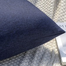Elegant Solid Navy Throw Pillow Covers, Pack of 2 Waterproof 18x18 Cushion Cases