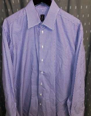 Robert Talbot Estate Mens Purple&White Gingham Check Dress Shirt Size 17/32 USA