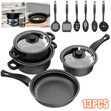 13PCS Cookware Set Pan Pot Non Stick Saucepans Frying Pan Cookware Set Glass Lid
