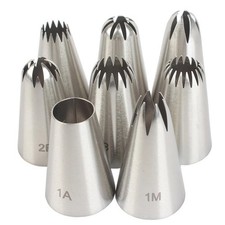 8pcs Piping Nozzles Set, Stainless Steel Icing Nozzles, Cream Cake Piping Tips