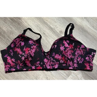 Torrid Curve Floral Print Underwire Bra Plus Size Black Pink