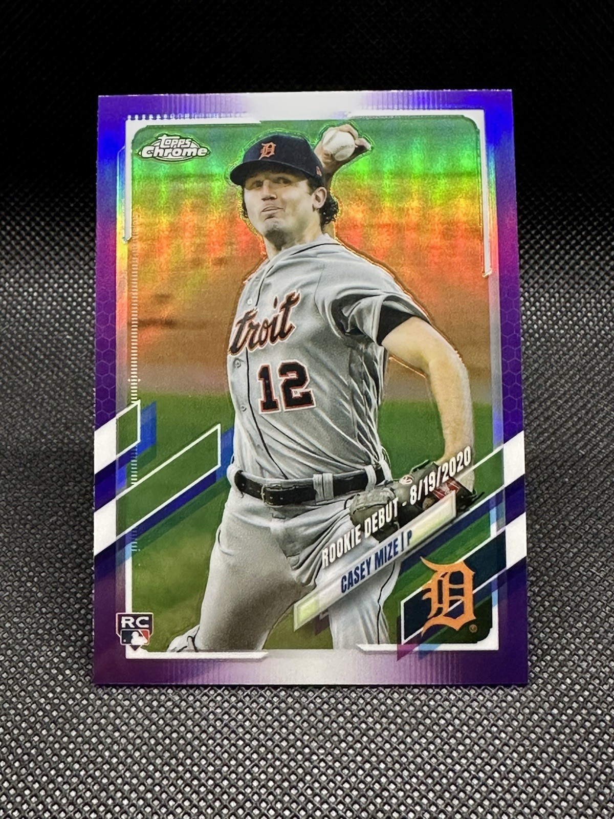 2021 Topps Chrome Update Rookie Debut Purple Refractor Casey Mize RC Tigers