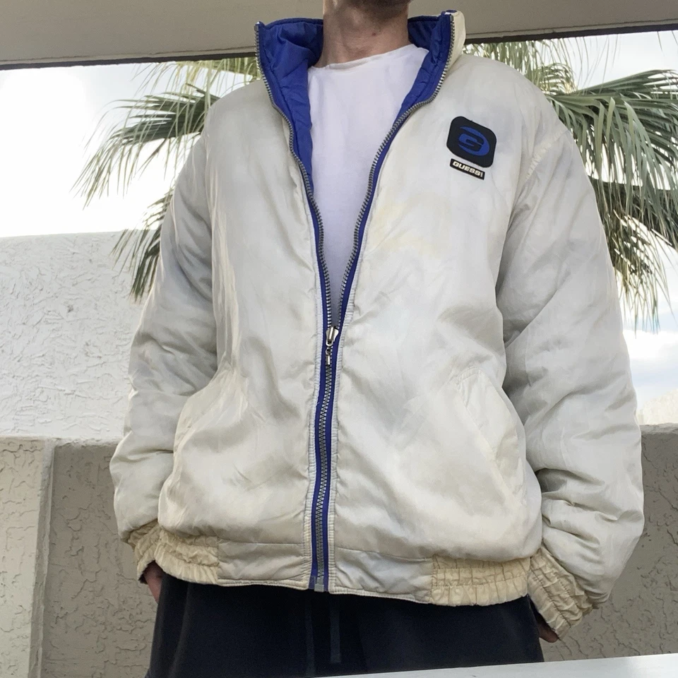 Vintage 90s Guess USA Reversible Puffer Jacket Hong Kong Nylon Men’s XL - Image 2 of 4