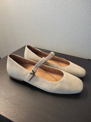 Vionic Alameda Beige Suede Mary Jane Flat Slip-on Shoe Womens Size 8