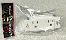 NEW Cooper Eaton 1208W Surge Protection White Receptacle Duplex Outlet w/ Alarm