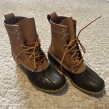 LL Bean Brown Leather Womens Size 6M Duck Boots 212880 USA Made Unlined New
