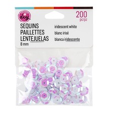 CousinDIY Cupped Sequins-White Iridescent, 8mm 200/Pkg