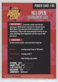 1992-95 Nintendo Super Power Club NES Open Tournament Golf #86 0lk4