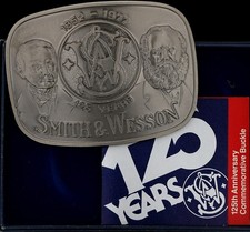 New Brass Smith Wesson SW 125th Revolver Pistol Peacemaker Vintage Belt Buckle