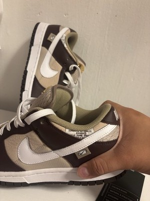 Nike Dunk Low Low Top Lace-Up Colorblock Brown Beige White, New No Box