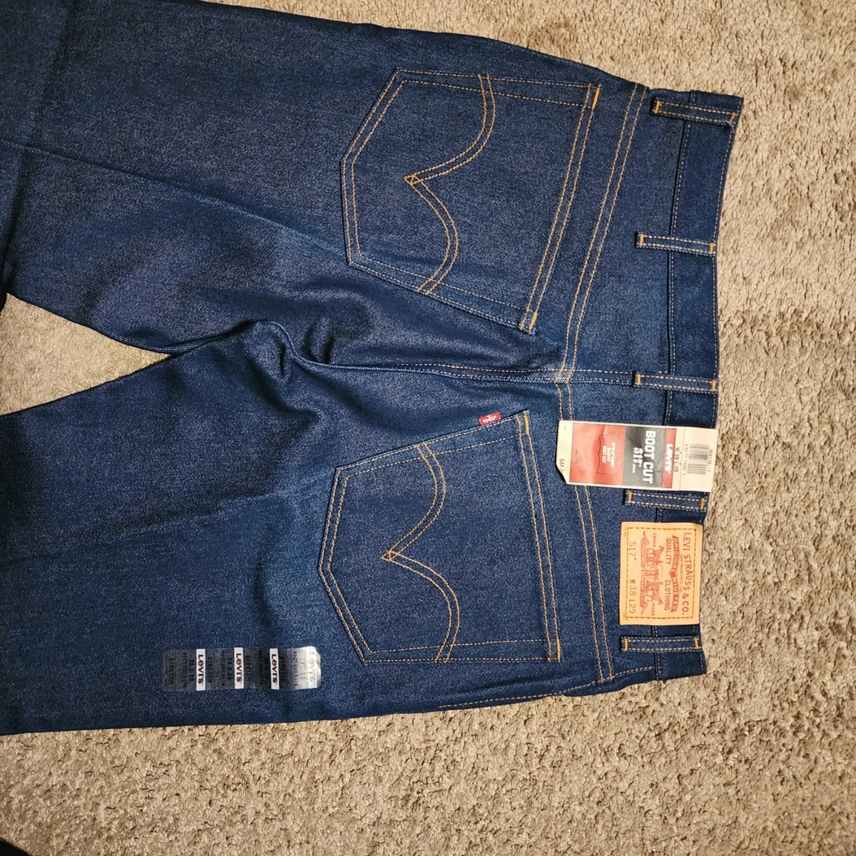 NWT Levi 517 Deadstock Boot Cut Denim Dark Blue 38W 29L Stretch