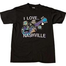 Vintage Nashville Shirt Mens L Single Stitch Screen Stars Music City double side