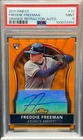 2011 Freddie Freeman RC Topps Finest Orange Refractor Auto Braves /99 PSA 9