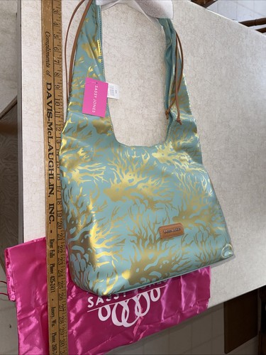 Sassy Jones Trista Coral Print  Aqua Color Hobo Bag #SJ13 New With Dust Bag - Picture 5 of 13