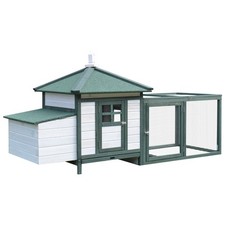 PawHut 77" Wooden Chicken Coop with Nesting Box, Cute Outdoor Hen House