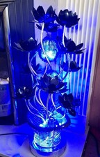 Vintage table Lamp Lotus Flower  blue 