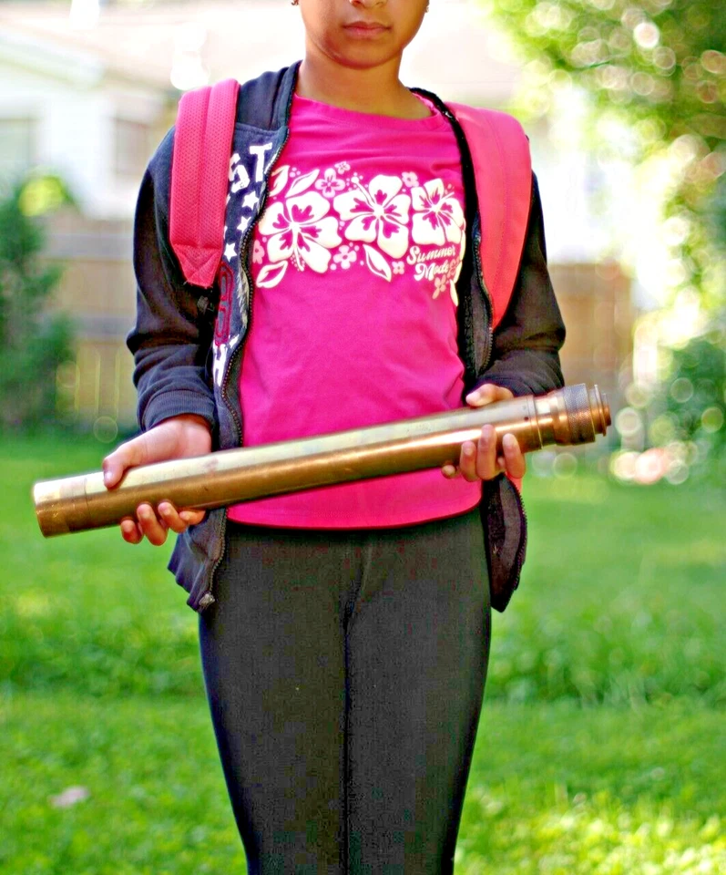 Marine brass single draw telescope, Ottway & Co. Ltd, Ealing, London - Image 4 of 4