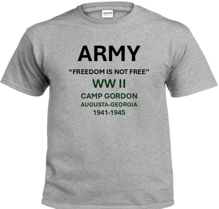 CAMP GORDON*AUGUSTA-GEORGIA* 1941-1945*WW II*PT SHIRT. OFFICIALLY LICENSED