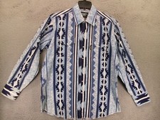 Brooks Dunn Western Shirt Mens XL Blue Aztec Southwestern Tribal Pearl Snap