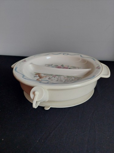 Pfaltzgraff Tea Rose Baby Warming Dish - Fox Bunny Floral Vintage Kid Plate - Picture 6 of 8