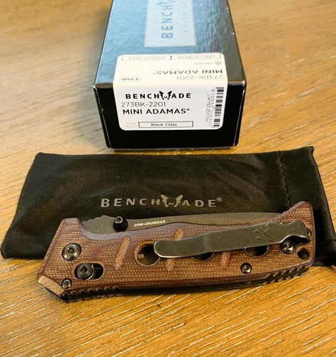 Benchmade Mini Adamas Burgundy Micarta (3.3" Black CRU-WEAR) 273BK-2201 Limited - Picture 7 of 7