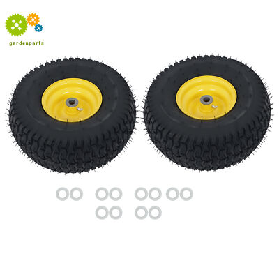 2-Pack 15x6.00-6 Lawn Mower Tire And Wheel - 3/4'' Axle 3'' Hub Inflated Tires