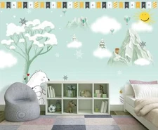 3D Polar Bear Baby G2613 Wallpaper Wall Murals Removable Self-adhesive Honey