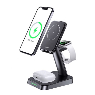 USAMS 3-in-1 Magnetic Wireless Charging Stand for iPhone 12 & 13 Series