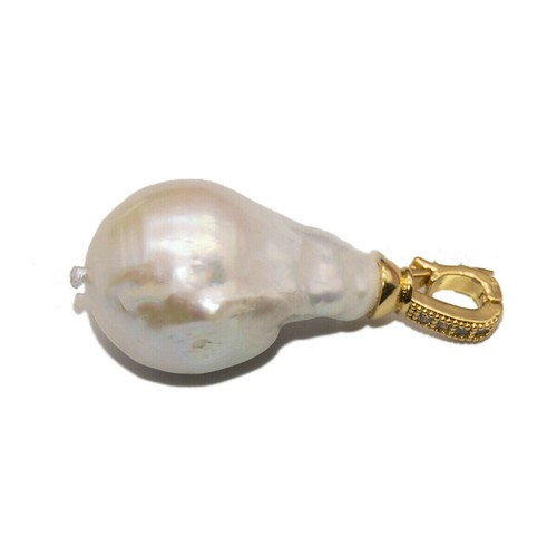 Huge 15x20mm Real Natural White Keshi Baroque Pearl Pendant - Picture 6 of 12