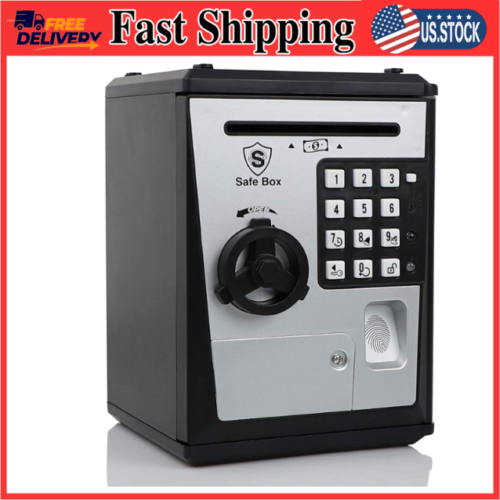 Electronic ATM Piggy Bank with Fingerprint Lock, Money Savings Box for Kids