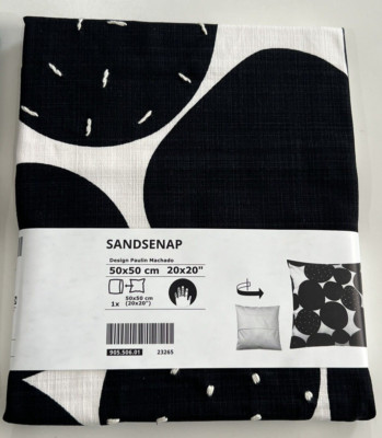 Ikea SANDSENAP Pillow Cover, black/white handmade 20x20 '' NEW 905.506.01
