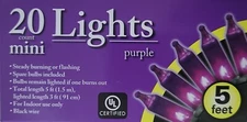 Halloween String Mini-Lights Purple 5 feet 20-ct Indoor 120volt