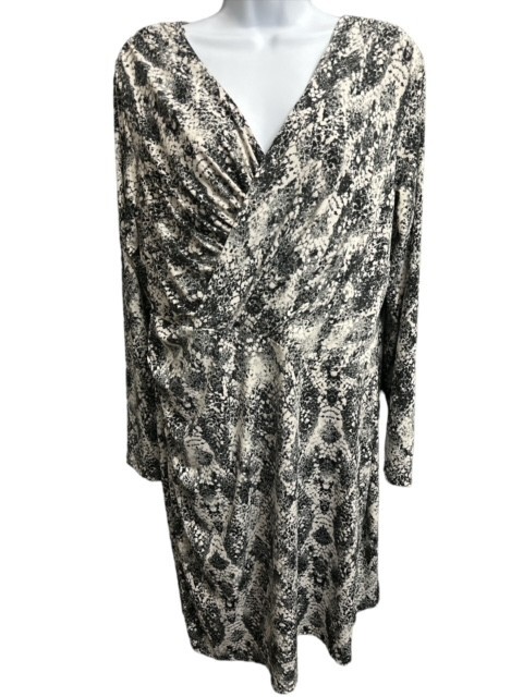 Apt. 9 XL Dress Stylish Black White Animal Print Stretch Fancy Crossover Pleats Apt. 9 XL Dress Stylish Black White Animal Print Stretch Fancy Crossover Pleats